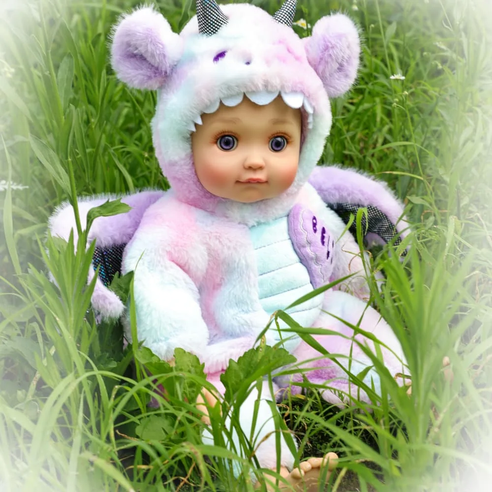 Cloveray Little Flying Dragon Purple 18-inch Reborn Doll Soft Cloth Body Lifelike 46 cm Soft Advanced Painted Skin Winged Baby