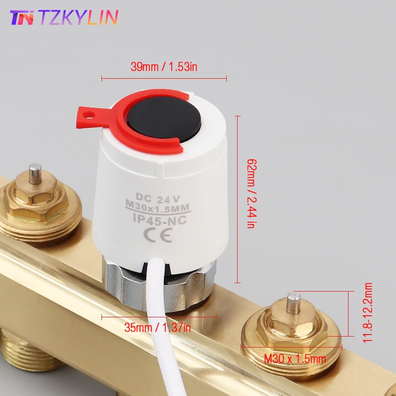 1/5/10 pieces B16 DC24V NC, M30 * 1.5mm electric actuator, used for floor heating manifold TRV constant temperature radiator