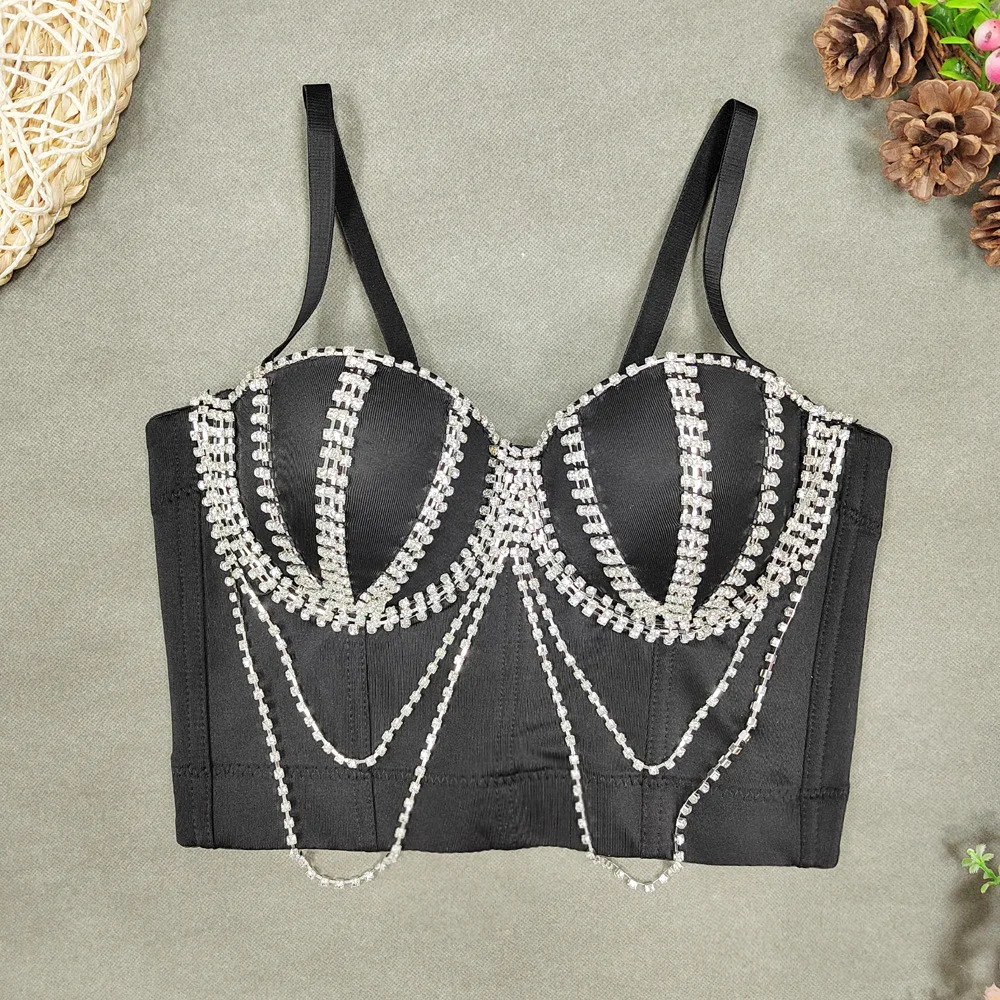 Women'S Sexy Bra Diamond Chain Fishbone Bra Wrap Chest Can Be Worn Outside Body Shaping Underwear Bra Fashion Sexy Bra Lenceria