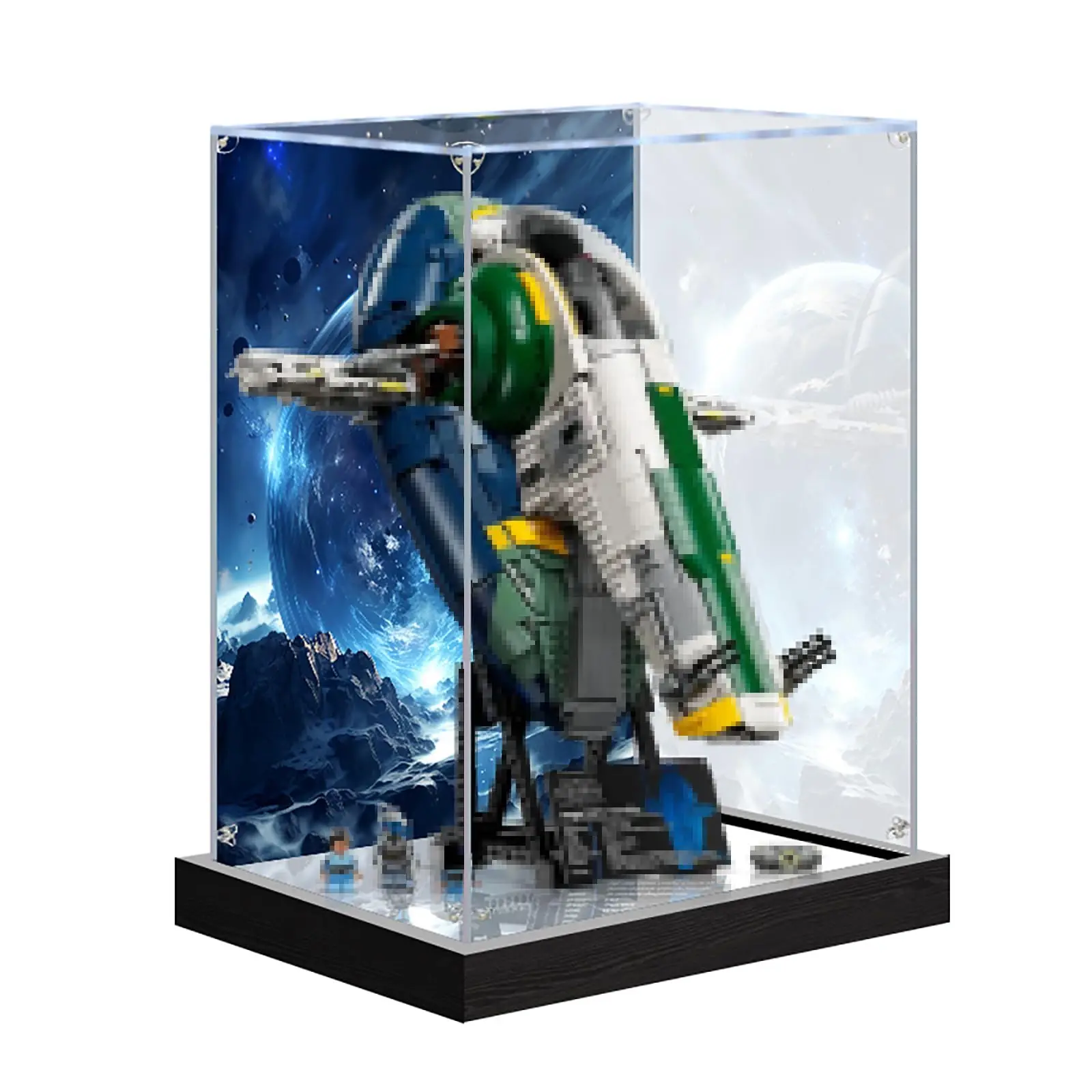 

Акриловая витрина для модели звездного корабля Lego 75409 Jango Fett's Firespray-Class, прозрачная пылезащитная витрина (только витрина)