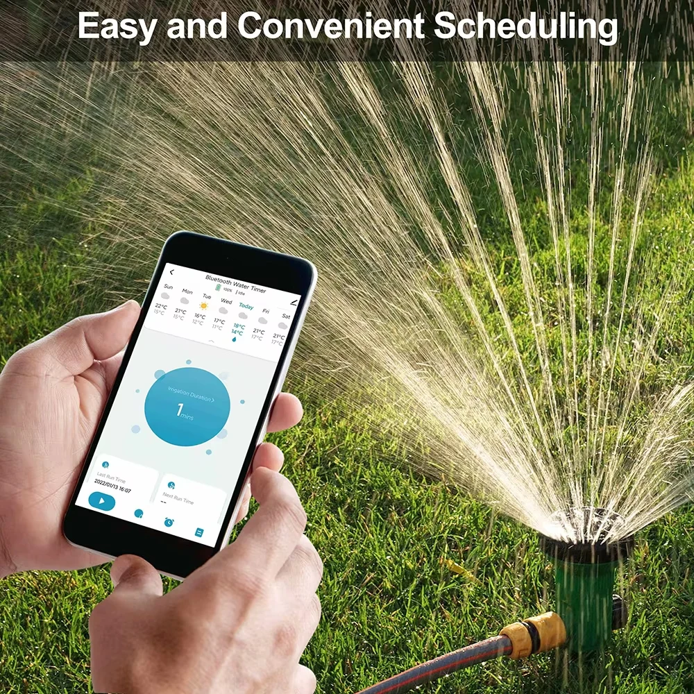 Bluetooth Irrigation Water Timer Automatic Irrigation Controller Programmable Rain Delay Watering System 3/4‘’ Smart 1-way Timer