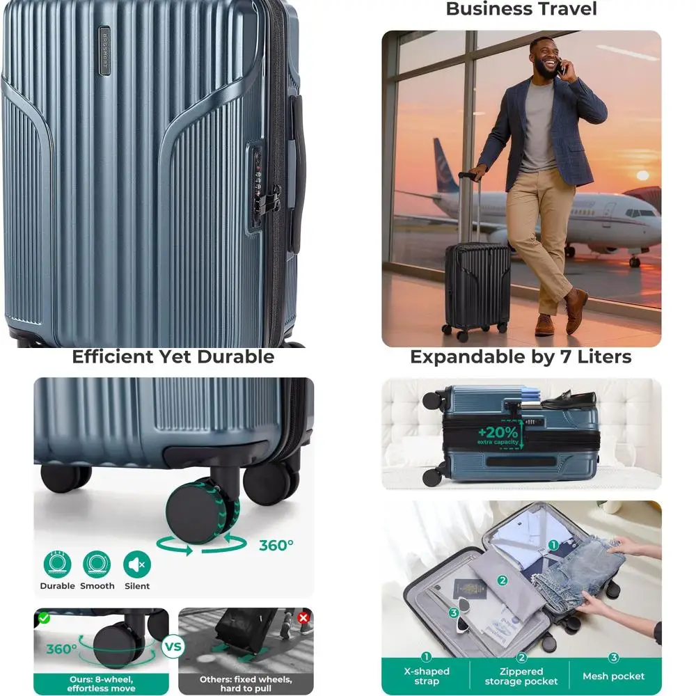 

20 Airline Approved Expandable Hardside Spinner Luggage with TSA Lock - Royal Blue