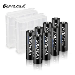PALO 1.2V AA Rechargeable Battery Pre-charged 2A Ni-MH Finger Batteri 3000mAh for Camera Toys Flashlight
