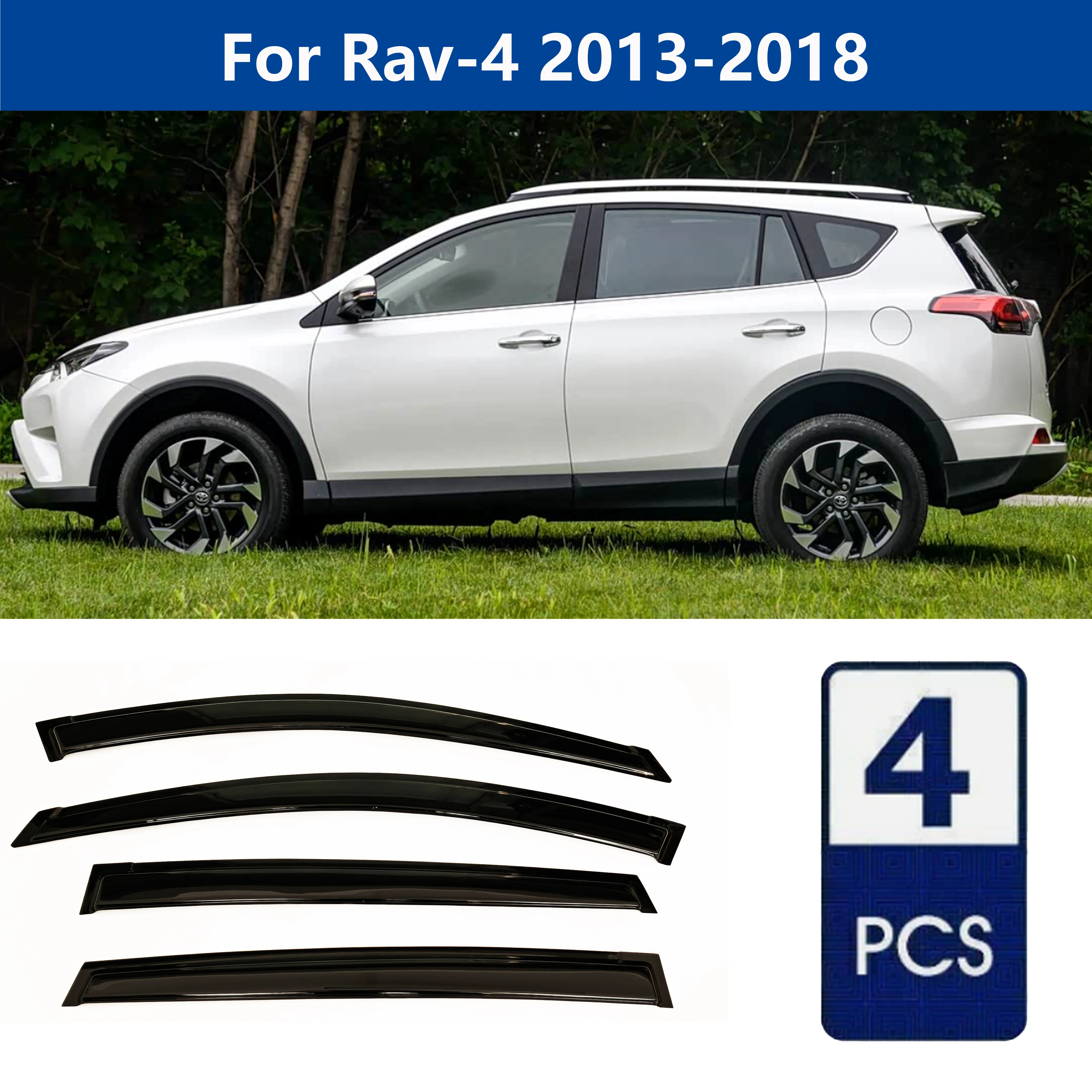 

AIBAP High-Quality 4pcs 1.8mm Car Windows Visor For Rav-4 2013-2018 window visors rain guards rain guard Sun Rain Visors
