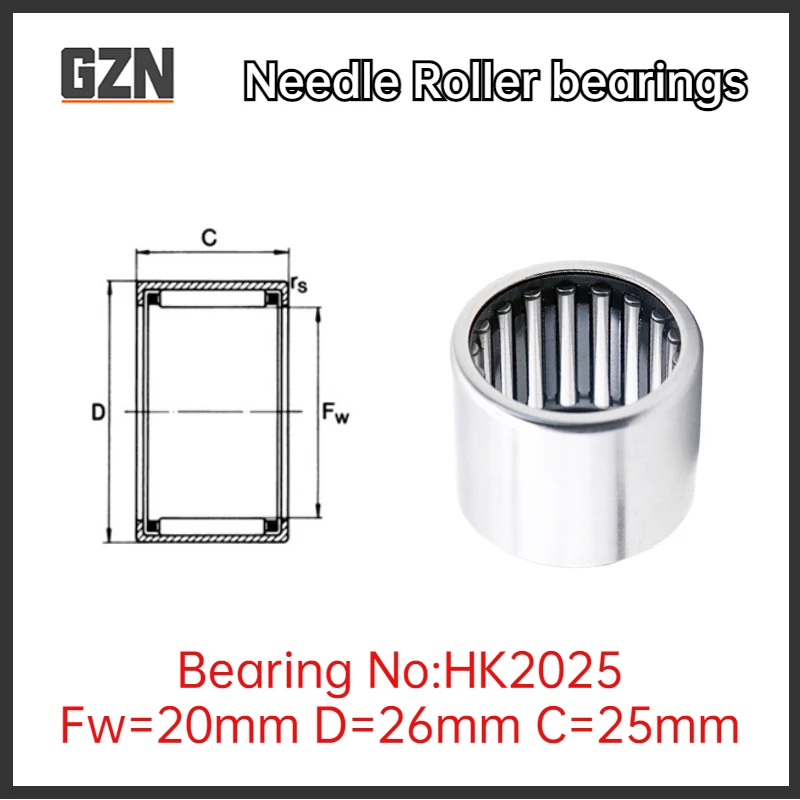 1PCS HK Series Inner Diameter 20mm Needle Roller Bearing HK2010 2012 2014 2016 2018 2020 2025 2030 202816