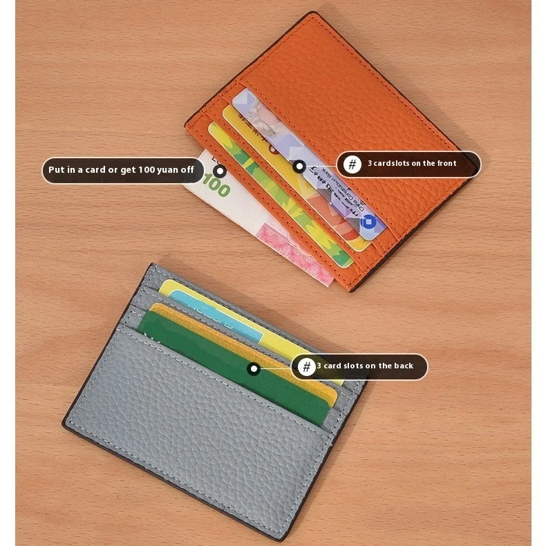 محفظة بطاقات عمل رفيعة من الجلد الطبيعي الفاخر؛ حافظة بطاقات من قطعة واحدة من جلد البقر عالي الجودة بتصميم بسيط