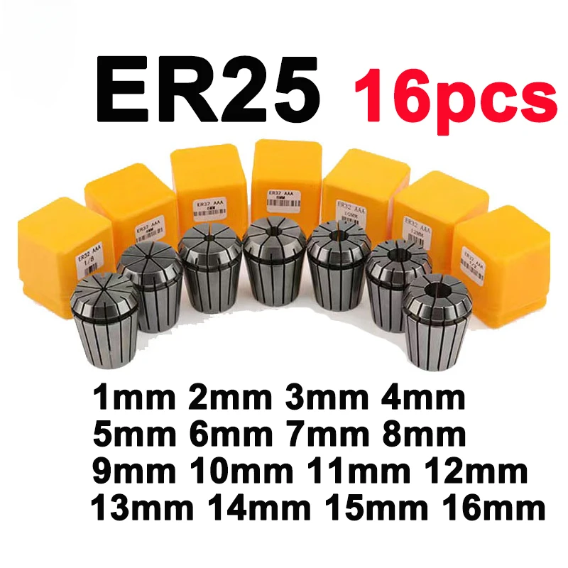 ER11 ER16 ER20 ER25 Spantang Set 1-16mm Lente Spantang Voor CNC Bewerkingscentrum Graveermachine draaibank Mill Tool ER Verzamelen