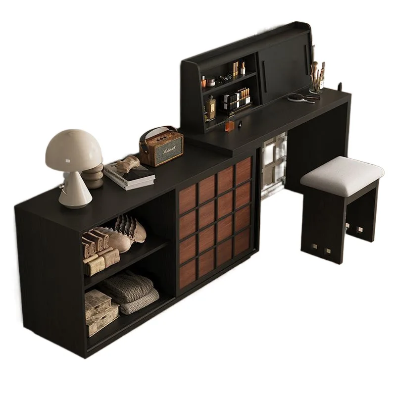 

High-end medium and antique style bedroom dresser chest cabinet integrated retractable small apartment household bedside storage