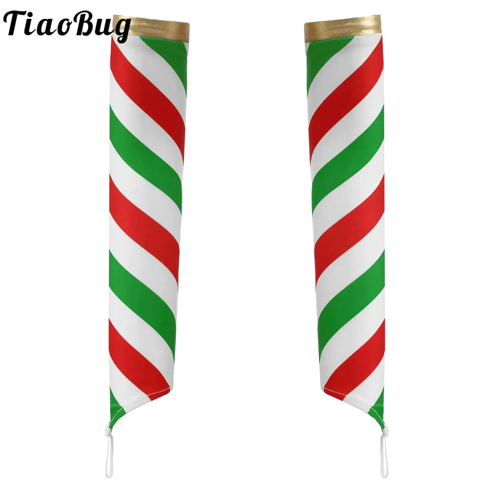 

Boys Girls Christmas Costumes Accessories Stripe Printed Oversleeves with Finger Ring for Dancing Xmas Cosplay Stage Performance