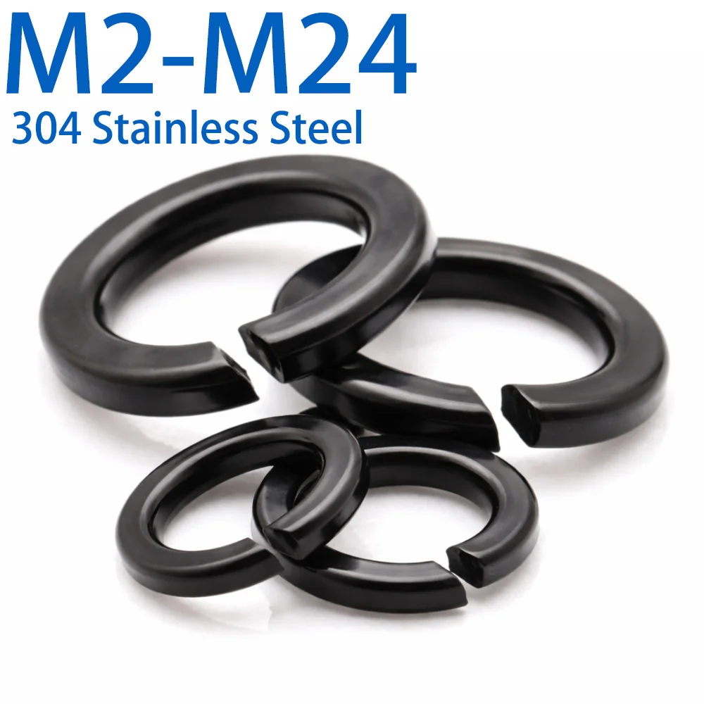 Black Stainless Steel Washer for Mechanical Mounting Elastic Spring M2–M24