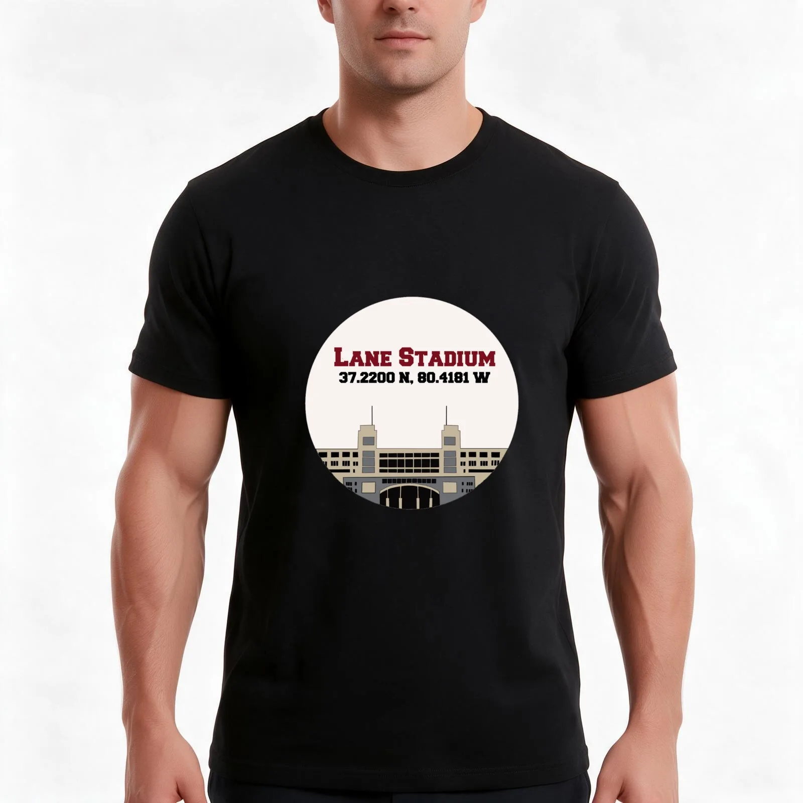 Lane Stadium Coordinates T-Shirt, Summer Casual Cotton Tee, Oversized Streetwear Tops, Vintage Graphic Print, Unisex Men Women