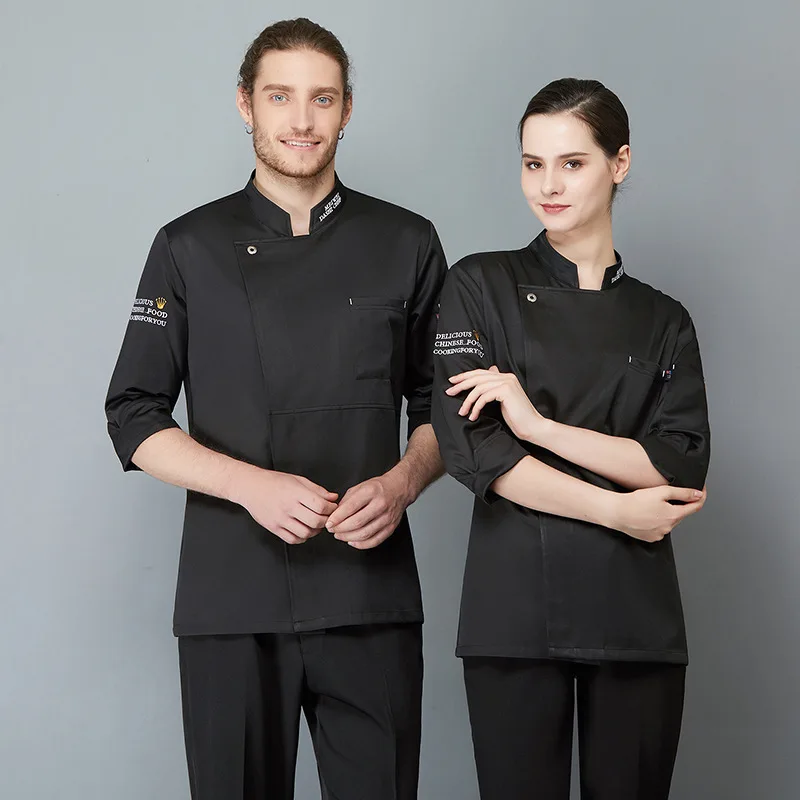 

Белая униформа шеф-повара для гостиничных и ресторанных кухонь, дышащая рабочая одежда для поваров, пальто шеф-повара с длинными рукавами для мужчин и женщин, осенняя коллекция.