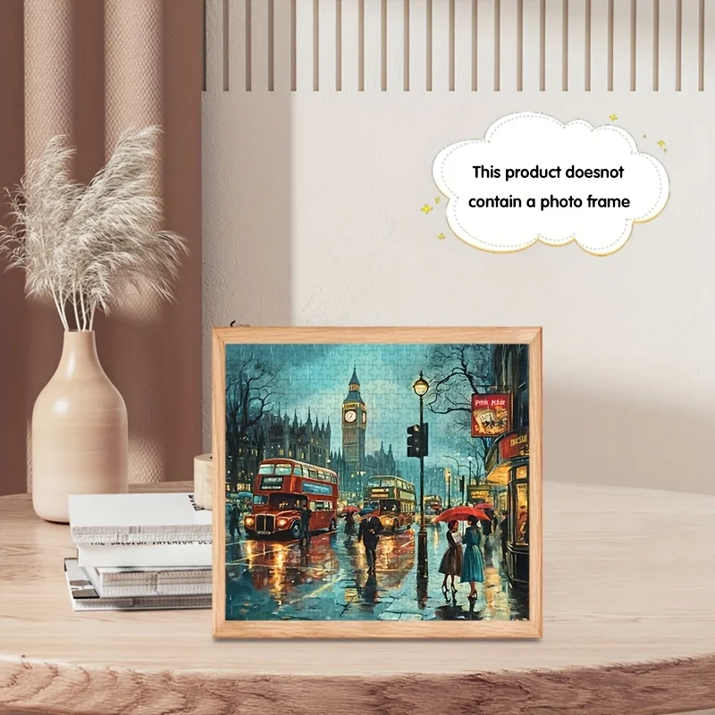 1000개 런던 거리 풍경 직소 퍼즐, 도전적인 38x38cm 정사각형 조각 - 두껍고 내구성 있는 종이, 가족에게 적합