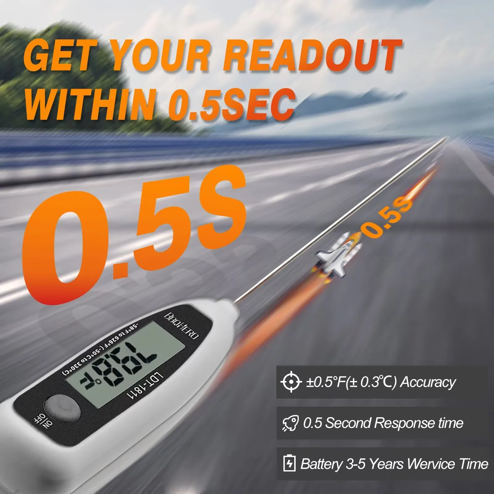 Laboratory Plastic Digital Handheld Thermometer IP68 Waterproof With Battery High Accuracy