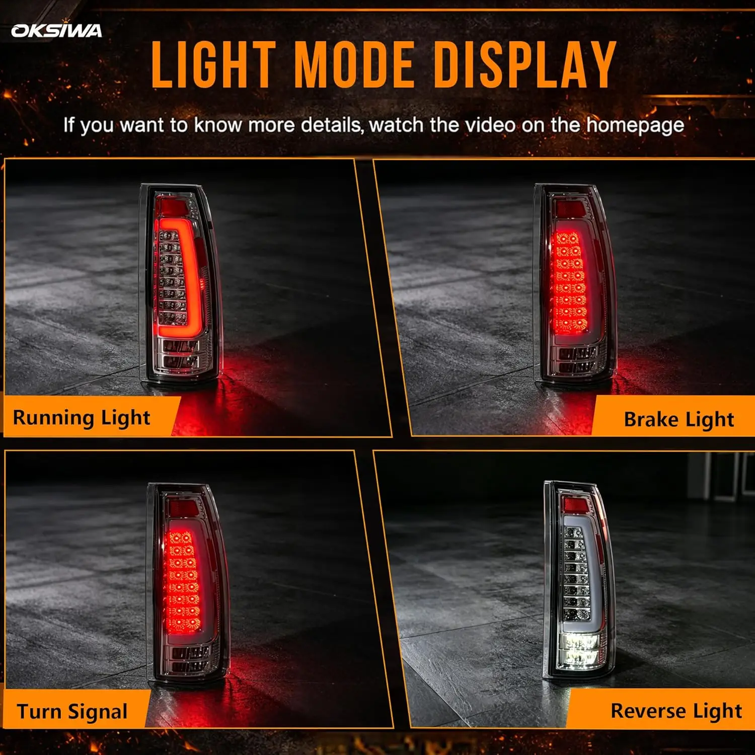 LED Tail Lights Compatible with 1988-1998 Chevy Silverado GMC Sierra C/K 1500 2500 3500 & 1999 2000 Cadillac Escalade Rear Light