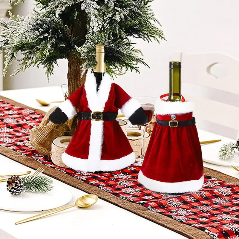 Coberturas De Garrafa De Vinho De Pelúcia Macia, tampa De Mesa De Jantar De Natal, acessórios De Decoração De Festa De Ano Novo