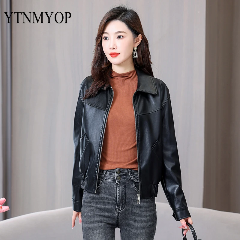 New Arrival Spring Jacket England Style Fashion Leather Coat Turn-Down Collar Suede Women Faux Leather Clothing M-3XL Jackets