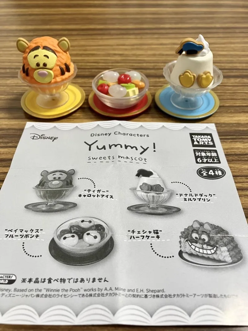 Original Disney Donald Duck Yummy Gashapon Kawaii Tigger Dessert Miniature Anime Figurine Cute Action Figure Capsule Toys Gift