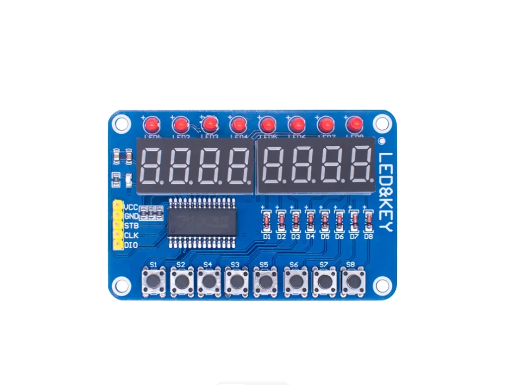 Módulo de exibição LED com teclado TM1638: display LED de 8 dígitos com teclado, compatível com Ardiuno/51