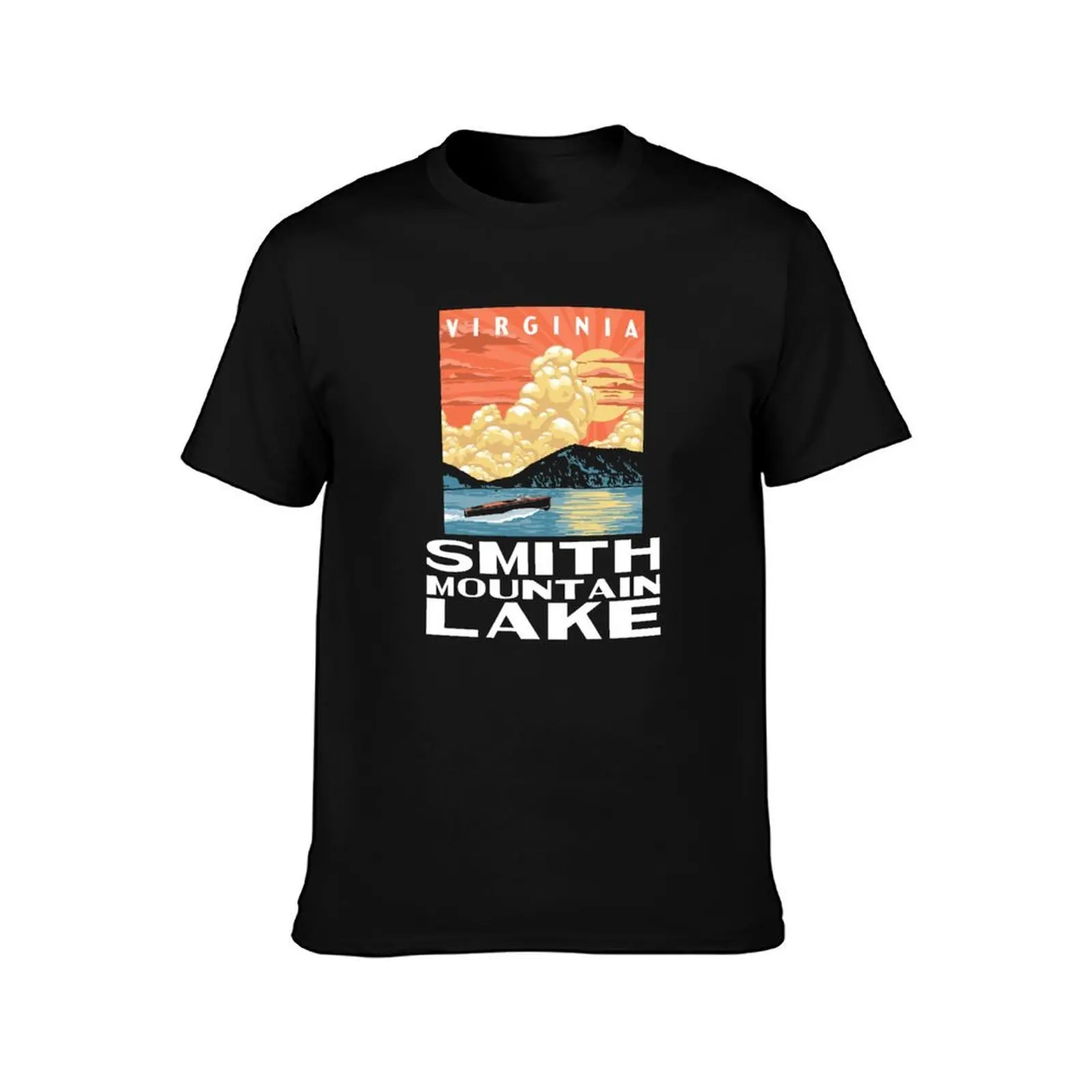 Smith Mountain Lake Virginia Vintage Boat WPA Poster Style T-Shirt Basic All Season Solid T-Shirt