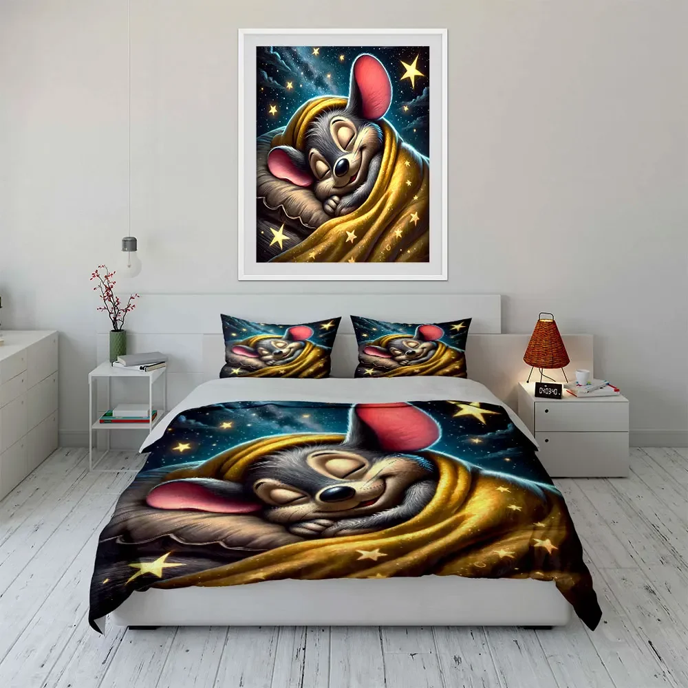 Cute Mouse Bedding Set - Nighttime Comfort Multiple sizes kid's and adults' bedroom Exquisite 3PC bedding set, gift