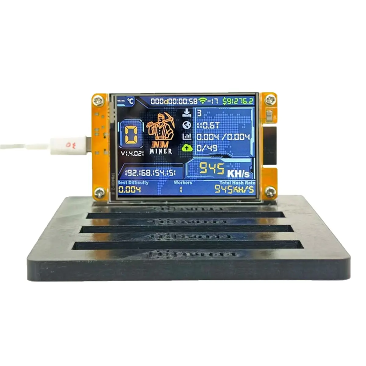 4X950KH/S 2.8 Inch Smart Display with 4-Slot Bracket Upgraded Bitcoin Crypto Solo Miner