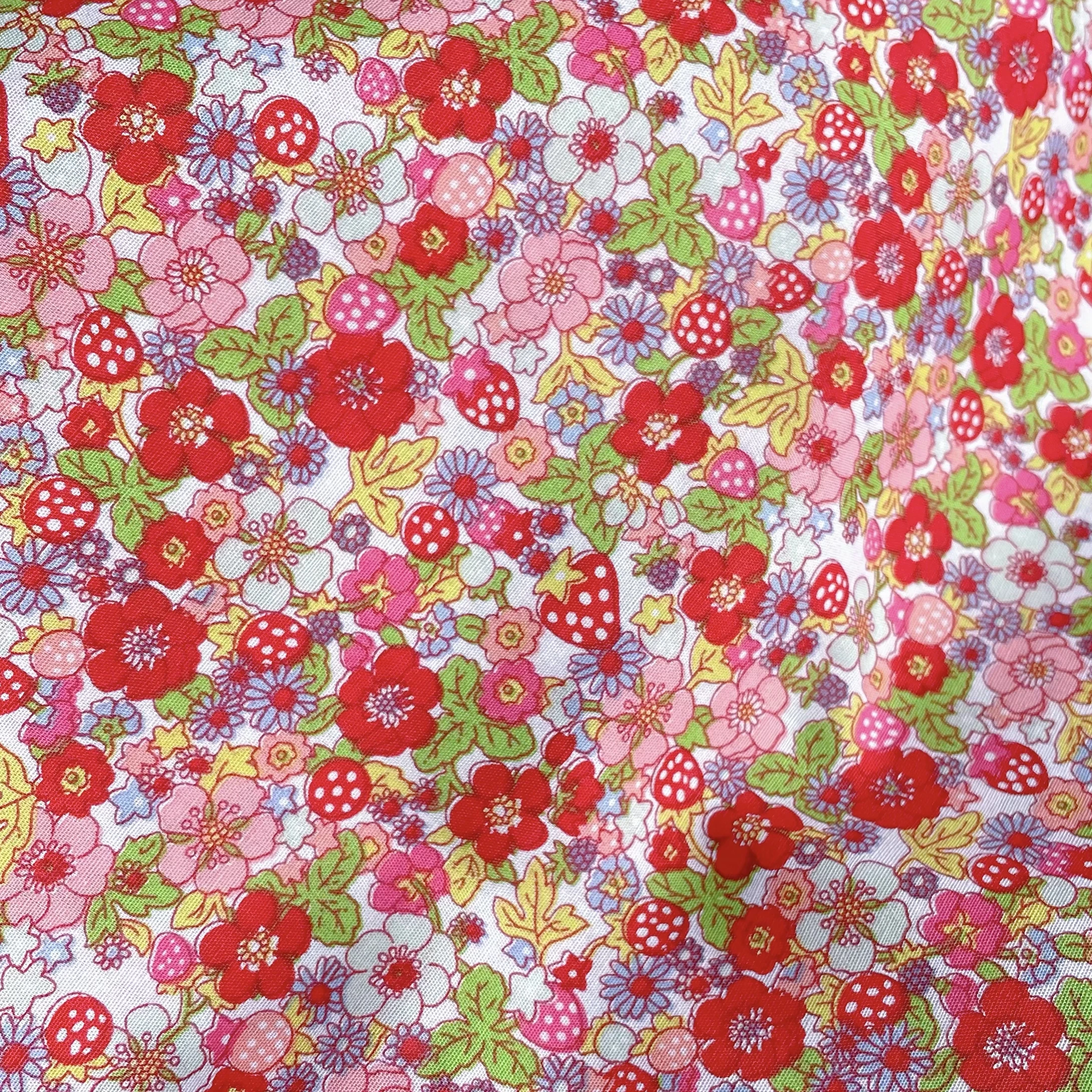 Strawberry Fruit Floral 100% Cotton 40S Liberty Fabric Digital Printing for Sewing Cloth Dresses Skirt Kids Baby Designer