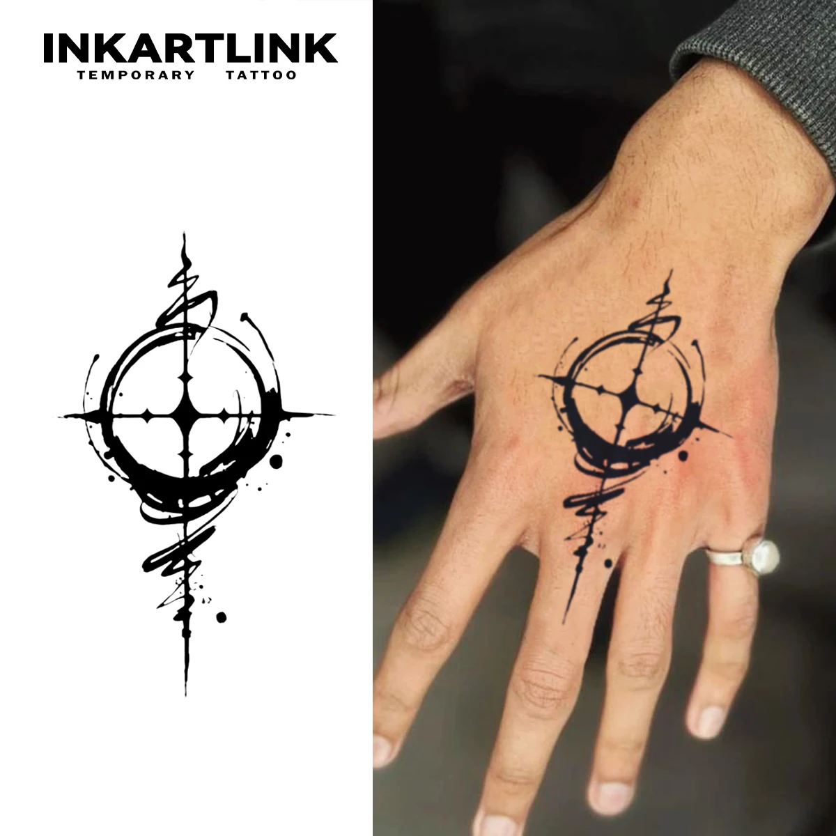 Compass Temporary Tattoo,Lasts To 15 Days New Technology Magic Waterproof Semi Permanent Sticker.
