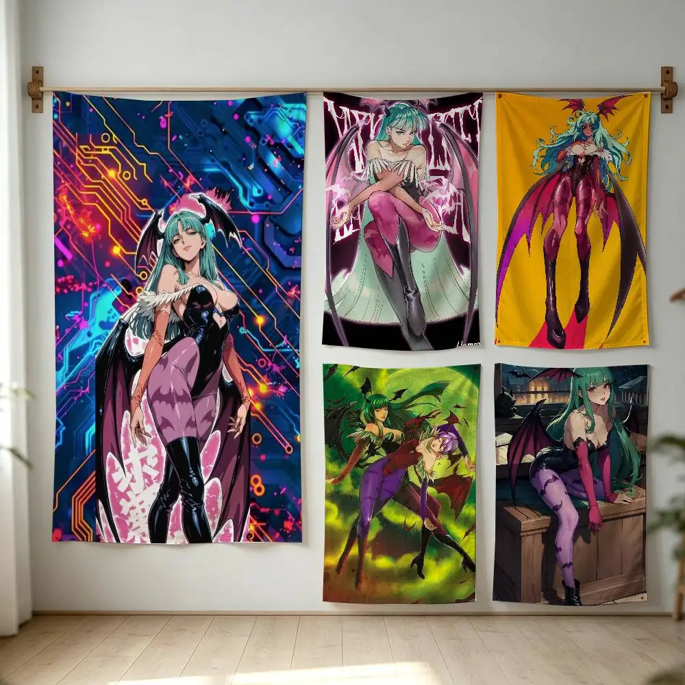 Darkstalkers M-Morrigan Aensland Flag Digital Printing Banner for Garage Wall Out Door Decoration