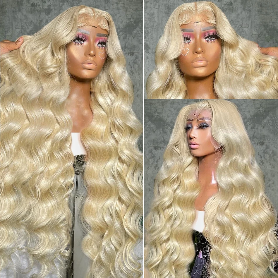 13x6 Lace Front Wig 613 Honey Blonde Color Wig HD Transparent 30 40 Inch Body Wave 13x4 Frontal Human Hair Wig For Women