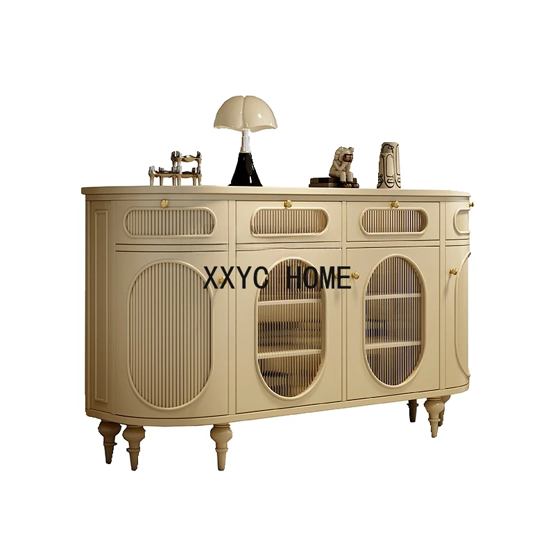 

Chinese Style Dining Side French Entry Lux Hallway Roman Retro Solid Wood Curio Cabinet Simple Living Room Entrance Side Cabinet