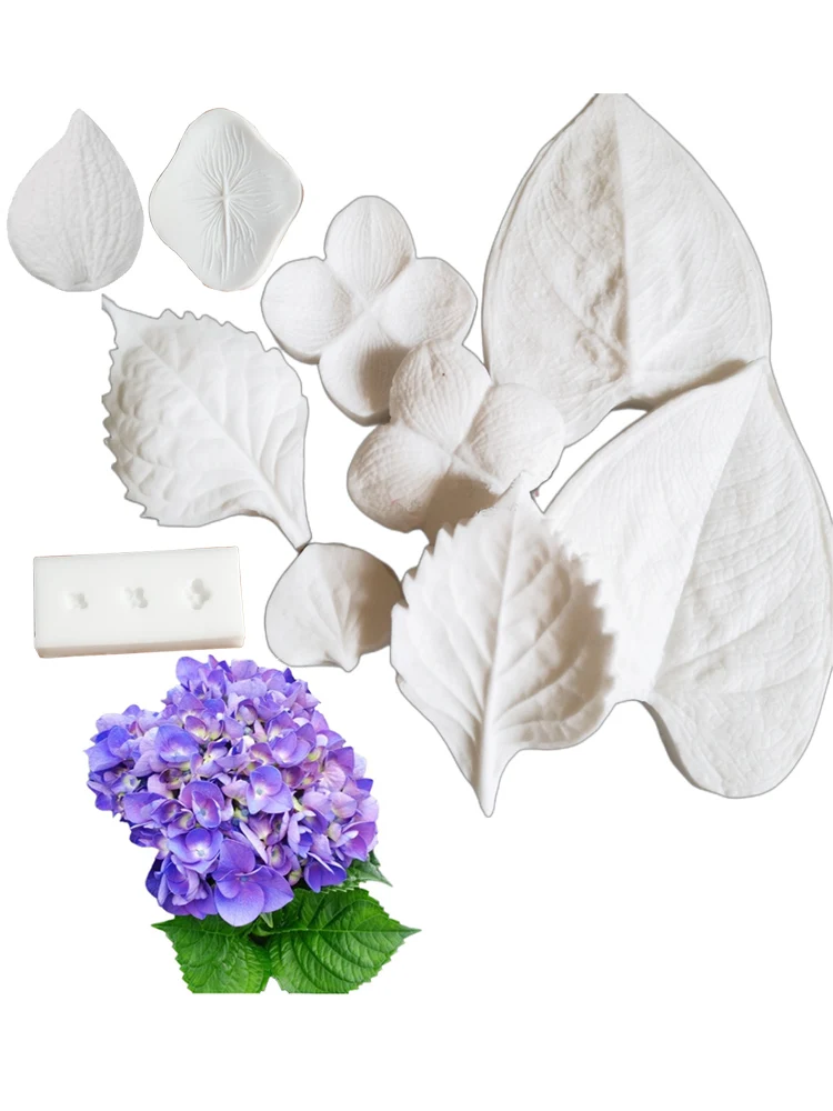 Kinds of Flower Hydrangea Petal Leaf Veiner Silicone Mold Fondant Cake Decorating Tool Clay Resin Gumpaste,Sugarcraft MouldM2140