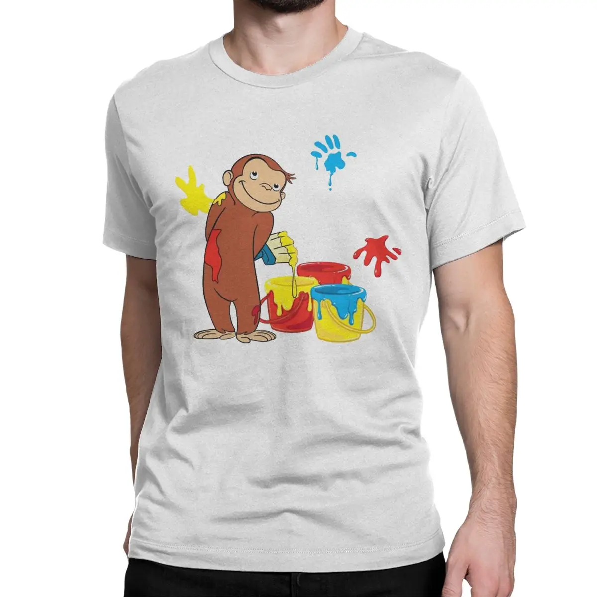 Anime Cartoon Cute Brown Monkey T Shirt Men Women's 100% Cotton Funny T-Shirts Curious George Tees Clothing Plus Size