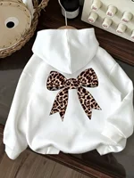 Women Street 2025 Winter Autumn Sweatshirt  Leopard Print Bow Printed Top Casual Soft Comfortable Outdoor Sports Women Hoodies 2