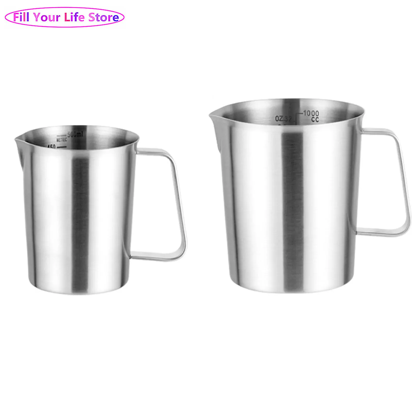 

Stainless Steel Measuring Cup with Handle And Pour Lip Metal Pitcher with Oz And ML Marking Heavy-Duty Pitcher