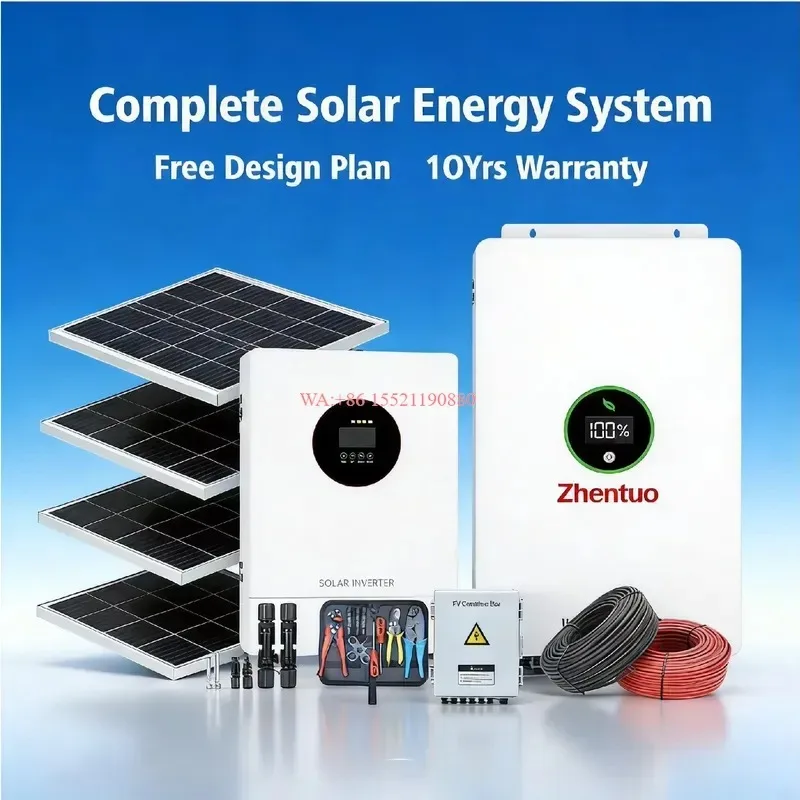 WMWMNU Complete Solar System Kit 10Kw 12Kw 15Kw With 10Kwh 20Kwh 30Kwh Lifepo4 Battery for Whole House Power Supply