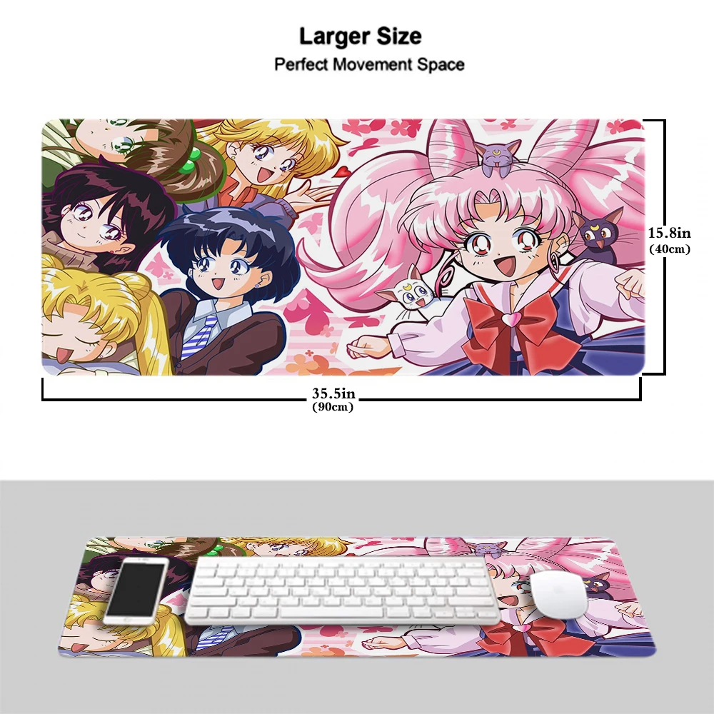 Imagem -02 - S-sailor Moon Tapete do Rato xl Teclado Pad Computador e Mesa de Escritório Mats Playmat Tapete de Mesa Gamer Cabinet Pads Mousepad