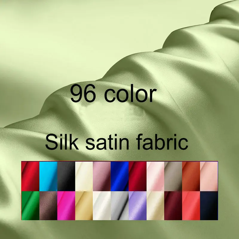 96 Color Silk Fabric 100% Silk Mulberry Silk Crepe Satin Solid Color Multicolor Width 114cm Plain Dyed Silk Free Shipping