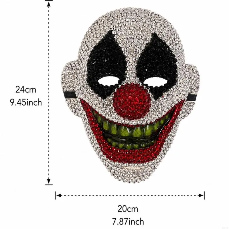 Costume Face Mask with Faceted Detail and Flexible Side Support 55KF
