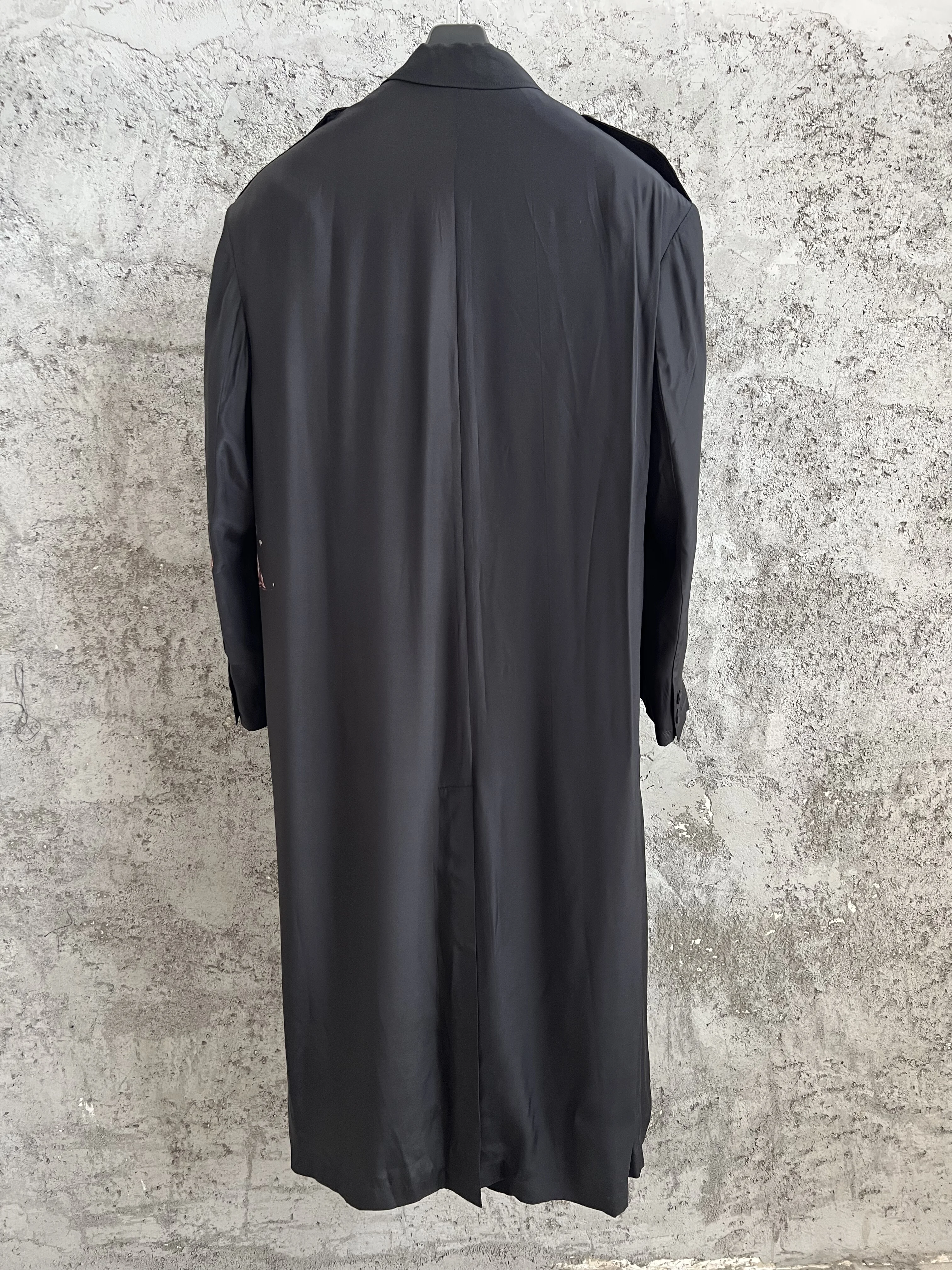 

TOP-YAMAMOTO Dahlia silk printed mid-length windbreaker jacket, Yamamoto arm printed Japanese niche style