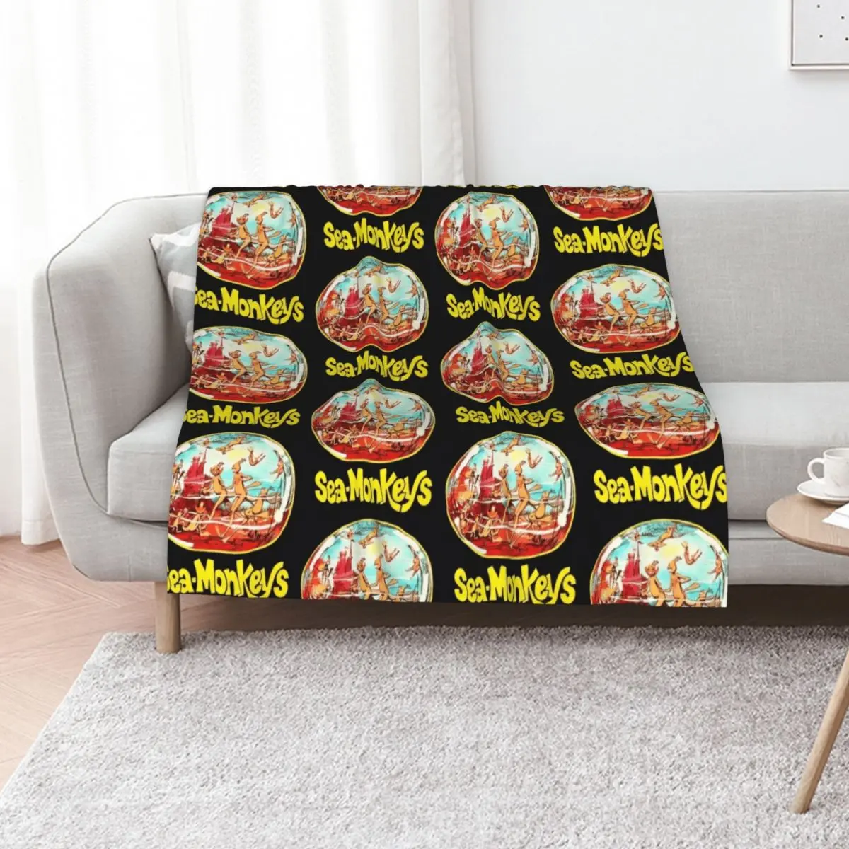Vintage Sea Monkeys Throw Blanket Designers Personalized Gift blankets ands Sofa Throw Blankets For Sofas Hairy Blankets