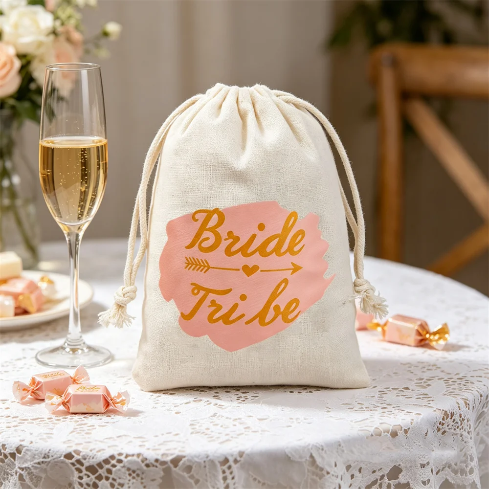 5pcs 18 * 13cm Bride Tribe Wedding Decoration Bridal Shower Party Bundle Pocket, Creative Wedding Gift Bag, Return gifts bags