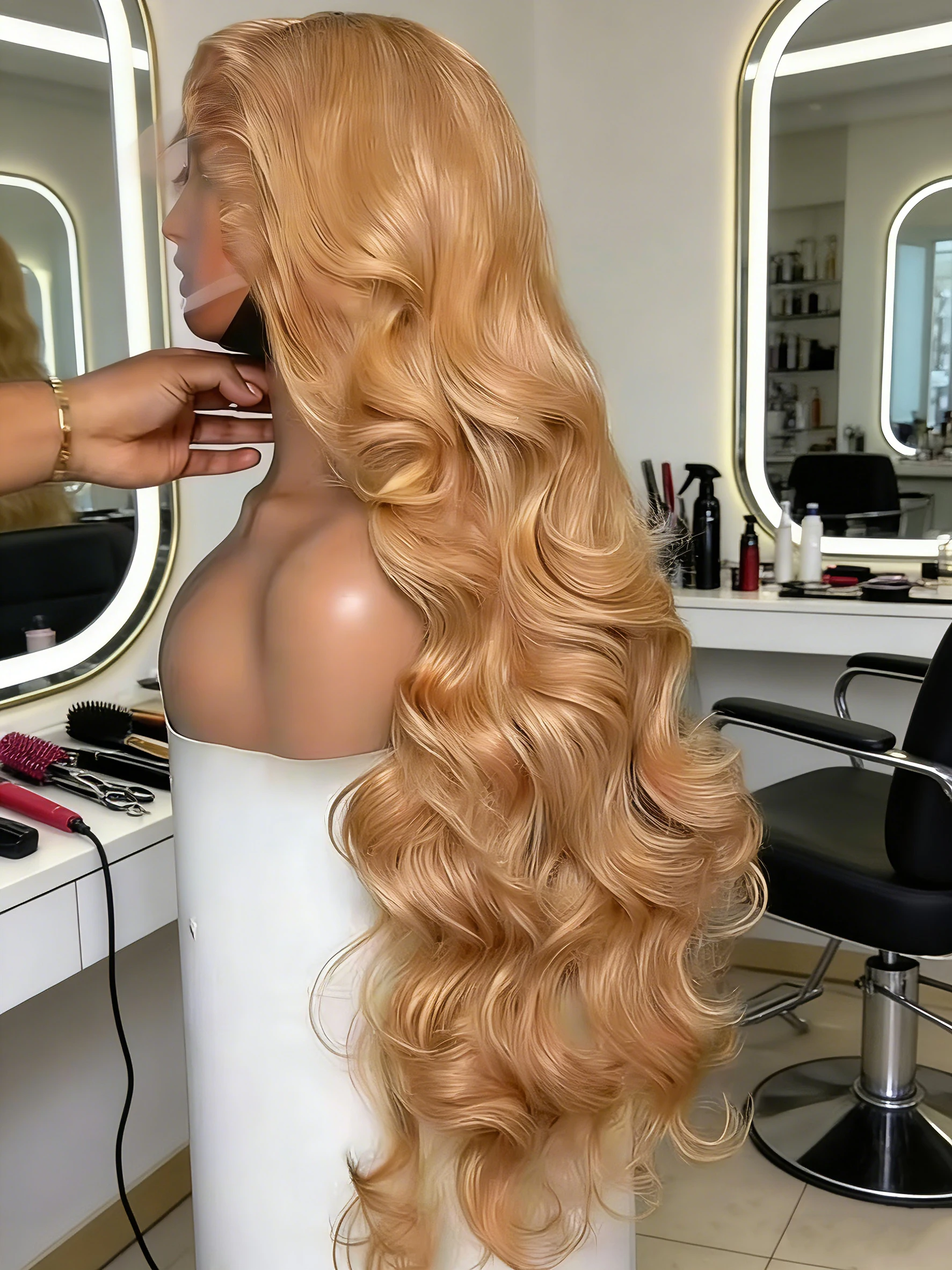 30 32 Inch Body Wave #27 Honey Blonde 13x6 HD Transparent Lace Front Wigs Malaysia 13x4 Lace Frontal Human Hair Wig Colored