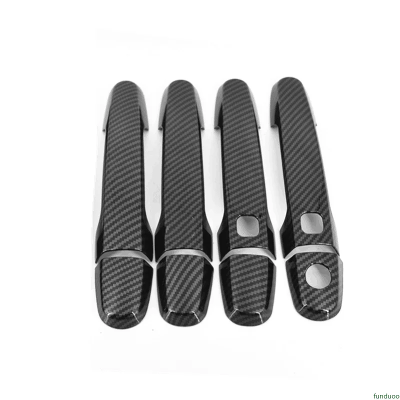 FUNDUOO for Hyundai Santa Fe 2007 2008 2009 2010 2011 2012 Carbon Fiber Chrome Car Door Handle Cover Trim Styling Accessories