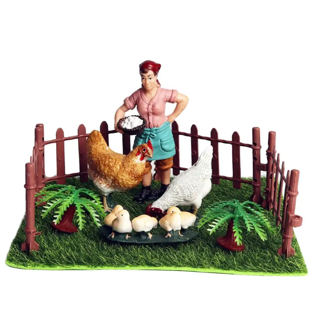 Chickens Animal Figure Miniature Farm Micro Landscape DIY Ornament Decor