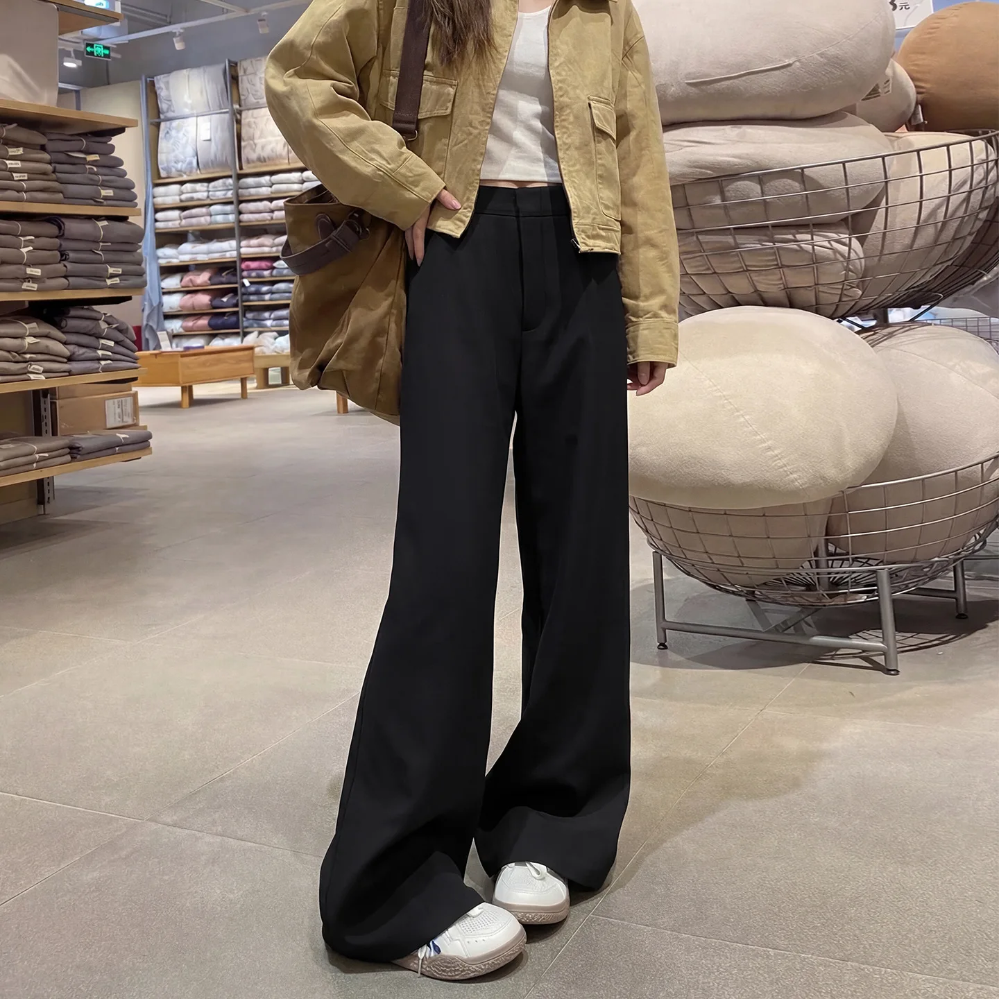 

Женские широкие брюки цвета хаки, новые летние, в стиле Old Money, повседневные, прямого кроя, маленькие размеры, костюмные брюки, длинные штаны