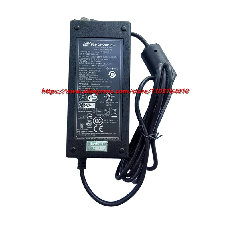 Genuine FSP Group In. FSP040-DGAA1 40W 12V 3.33A 3A Switching Power Adapter  Monitor Charger 5.5*2.5mm With Metal Shield