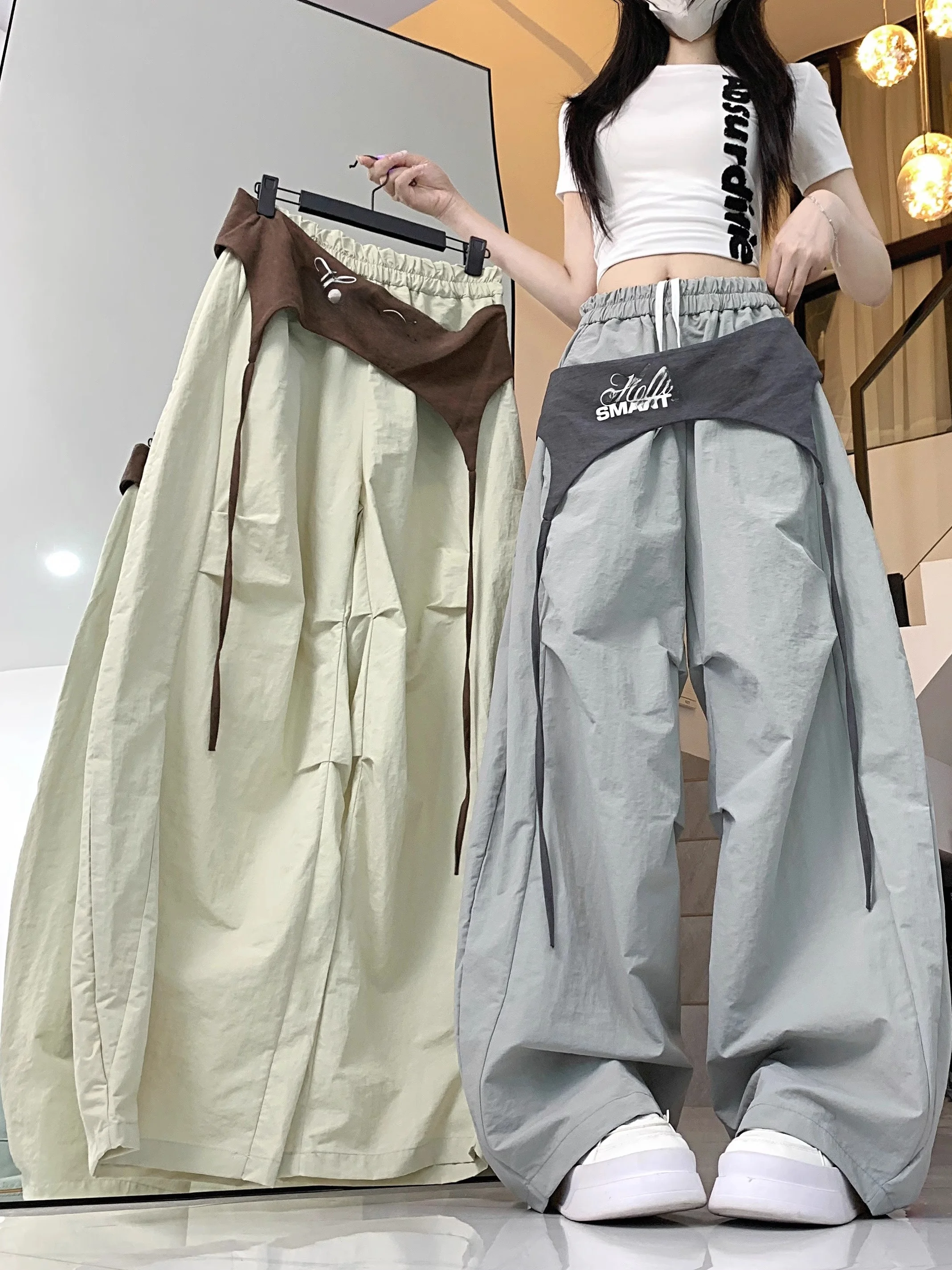 

American Style Jazz Dance Sports Pants Women's Autumn New Street Hip Hop Asymmetric Loose Fit Long Pants Polyester Fiber