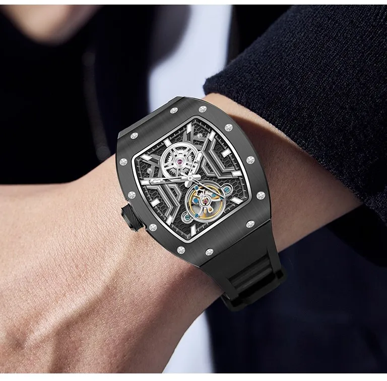 Herren- und Damenuhr 919028 Daniel Gorman Skelett-Automatikuhr Tonneau Mechanische Armbanduhr Sci-Fi-Design Reloj Hombre 2027 – Detail 6