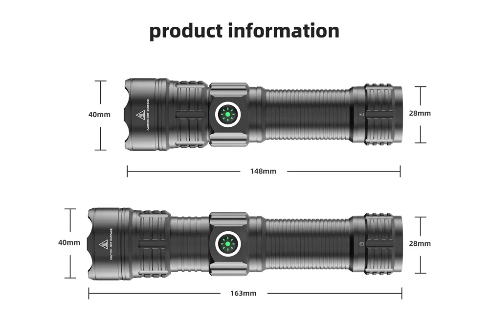 Leistungsstarke LED-Taschenlampe, wiederaufladbare USB-Taschenlampe, Super-Langschuss-Taschenlampe, taktische Laterne, Handlampe für Camping – Detail 1